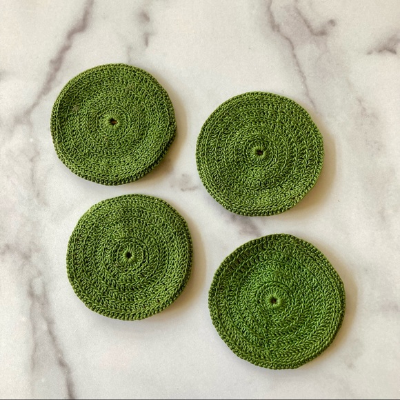 (2/2) Vintage Belgian Set 4 Crochet Knit Coasters - Picture 3 of 4